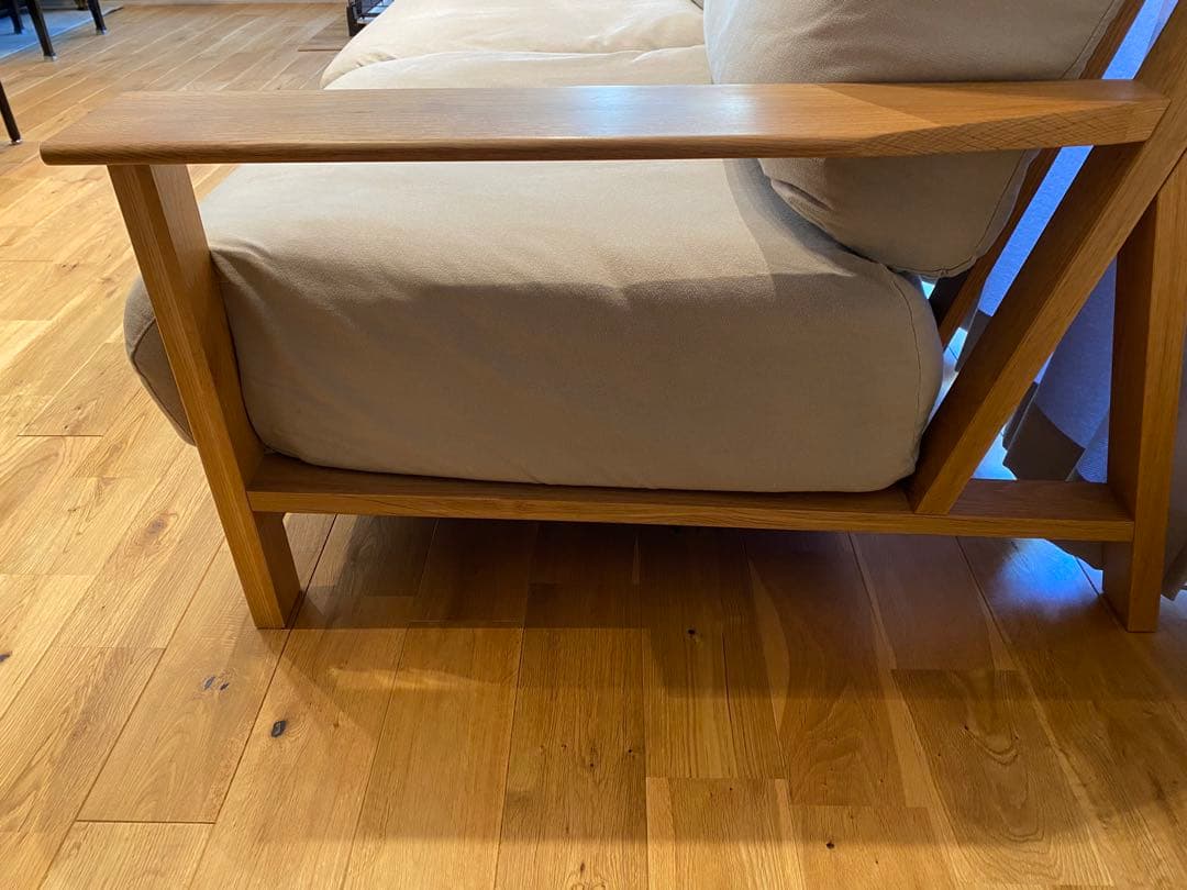 無印ソファ本体木製フレーム　フェザーポケットコイル２．５シーター