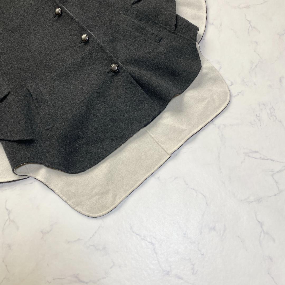 アドーア カシミヤ混 2TONEリバーポンチョ ケープ コート 38