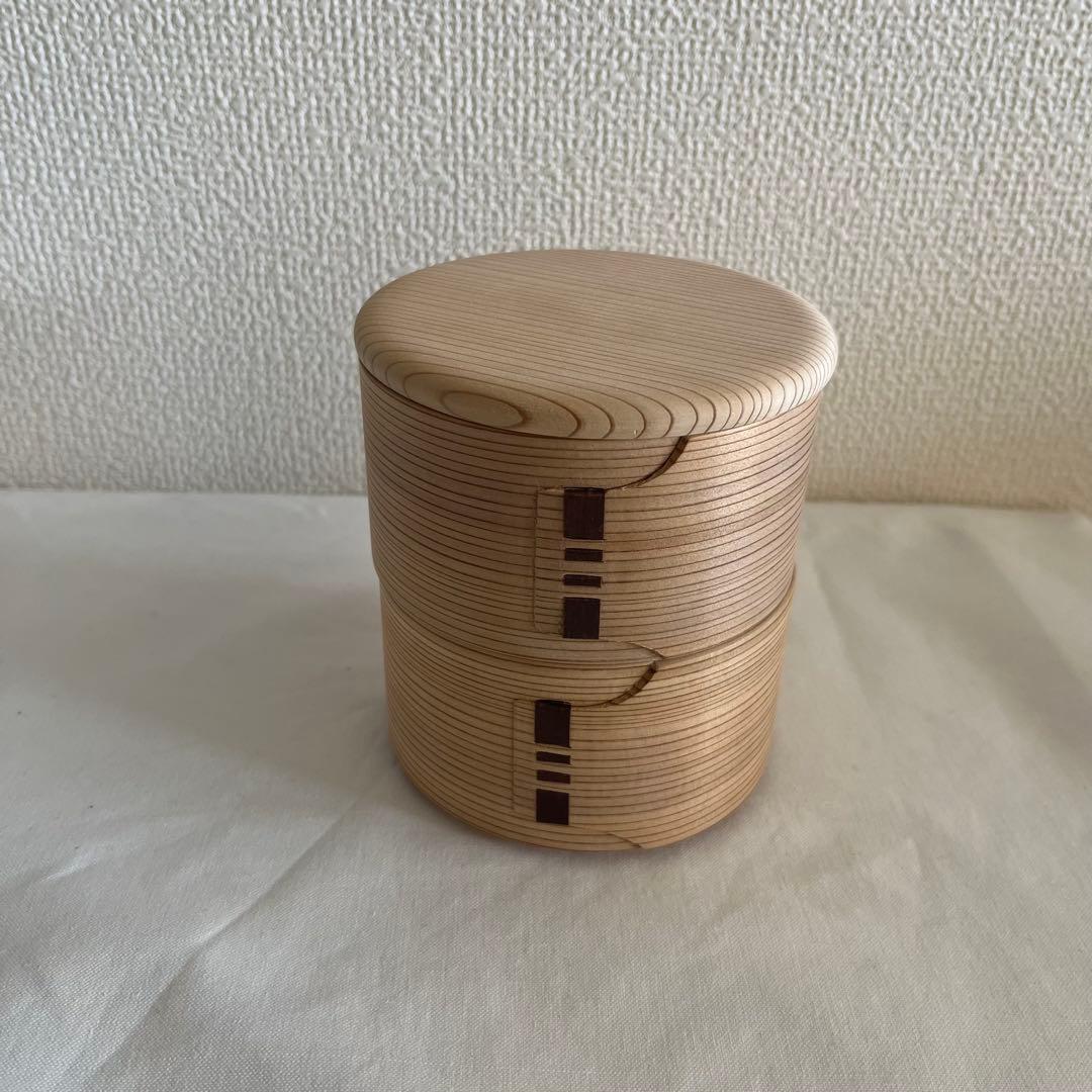 新品★秋田大館★柴田慶信商店 曲げわっぱ二段弁当箱 白木