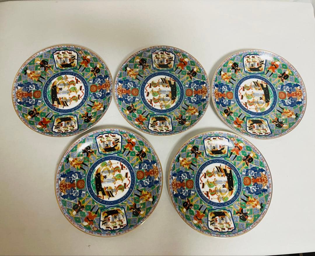 有田焼　ヤマト　伊万里絵付け　オランダ船南蛮人皿 23cm 5枚セット