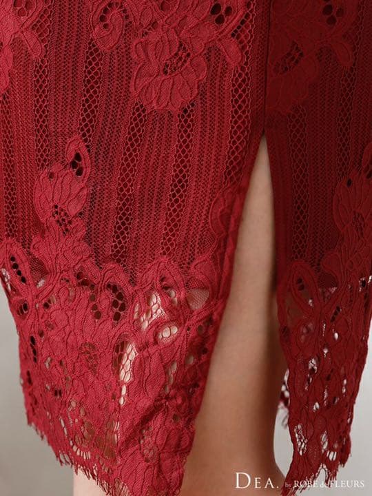 五分袖 オフショルダーウエストリボンタイトドレス ワインレッド Sサイズ