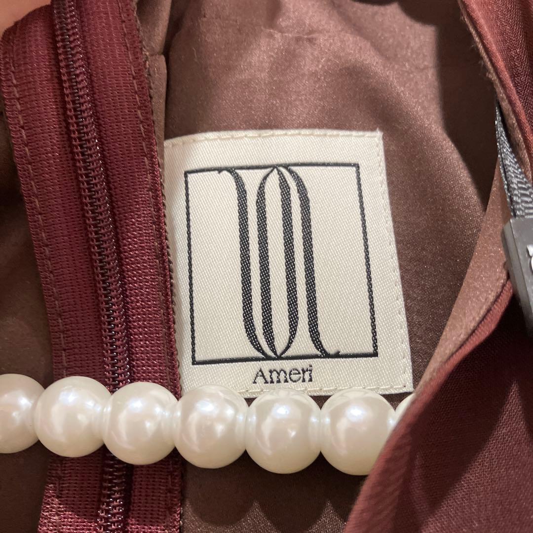 【新品】AMERI UND SCAN FLOWER DRESS　　Sブラウン