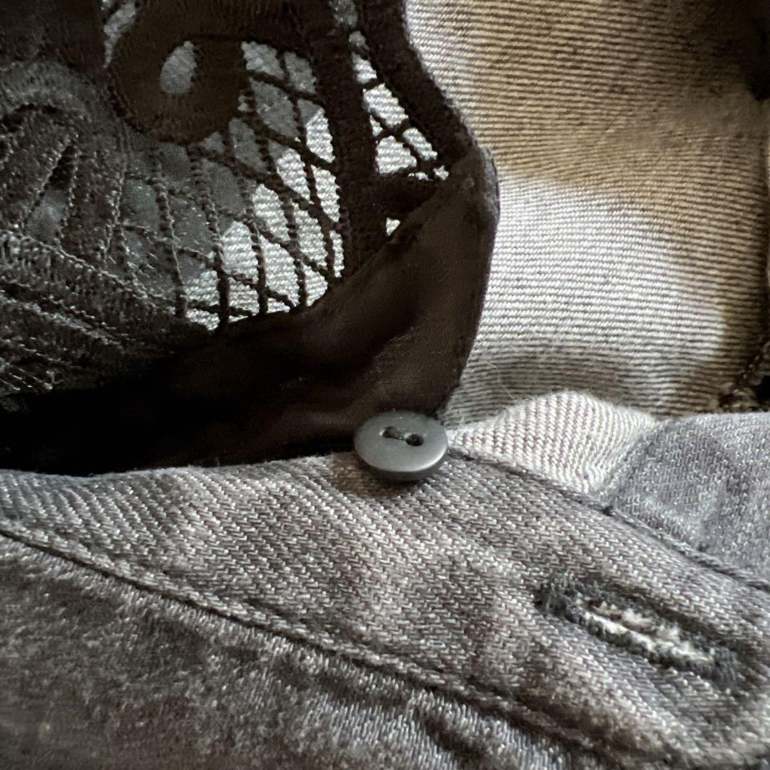 【Diagram】デニムシャツワンピース　レース襟　ベルト　前開き