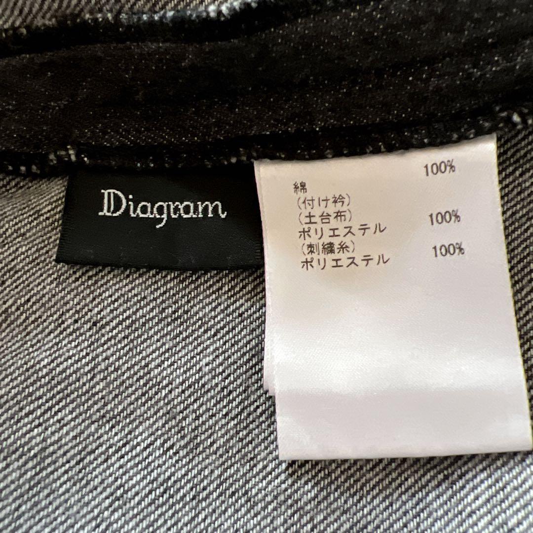 【Diagram】デニムシャツワンピース　レース襟　ベルト　前開き