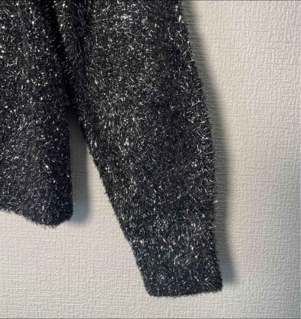 【極美品】ユナイテッドアローズ　ニット　グリッター　ラメ　カーディガン　ブラック