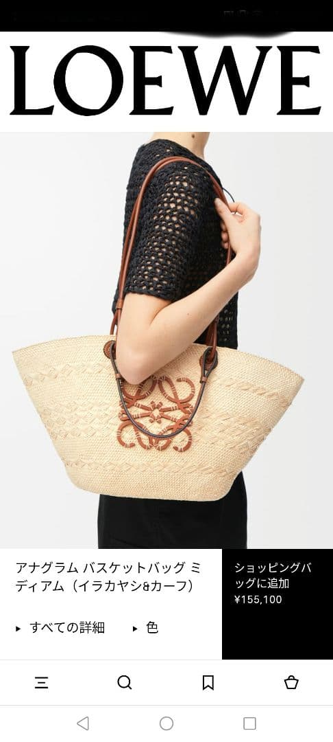 ✩LOEWE カゴバッグ 　アナグラムバック　ミディアム