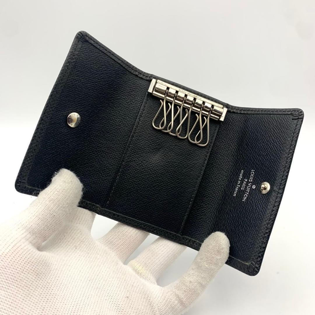 美品 ルイヴィトン ミュルティクレ6 キーケース キーホルダー 革 タイガ 黒