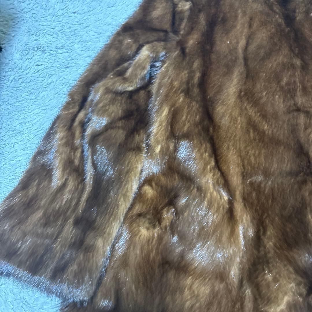 未使用タグ付　最高級　デミバフミンク　ブラウンミンク 襟付きファーコート　M相当