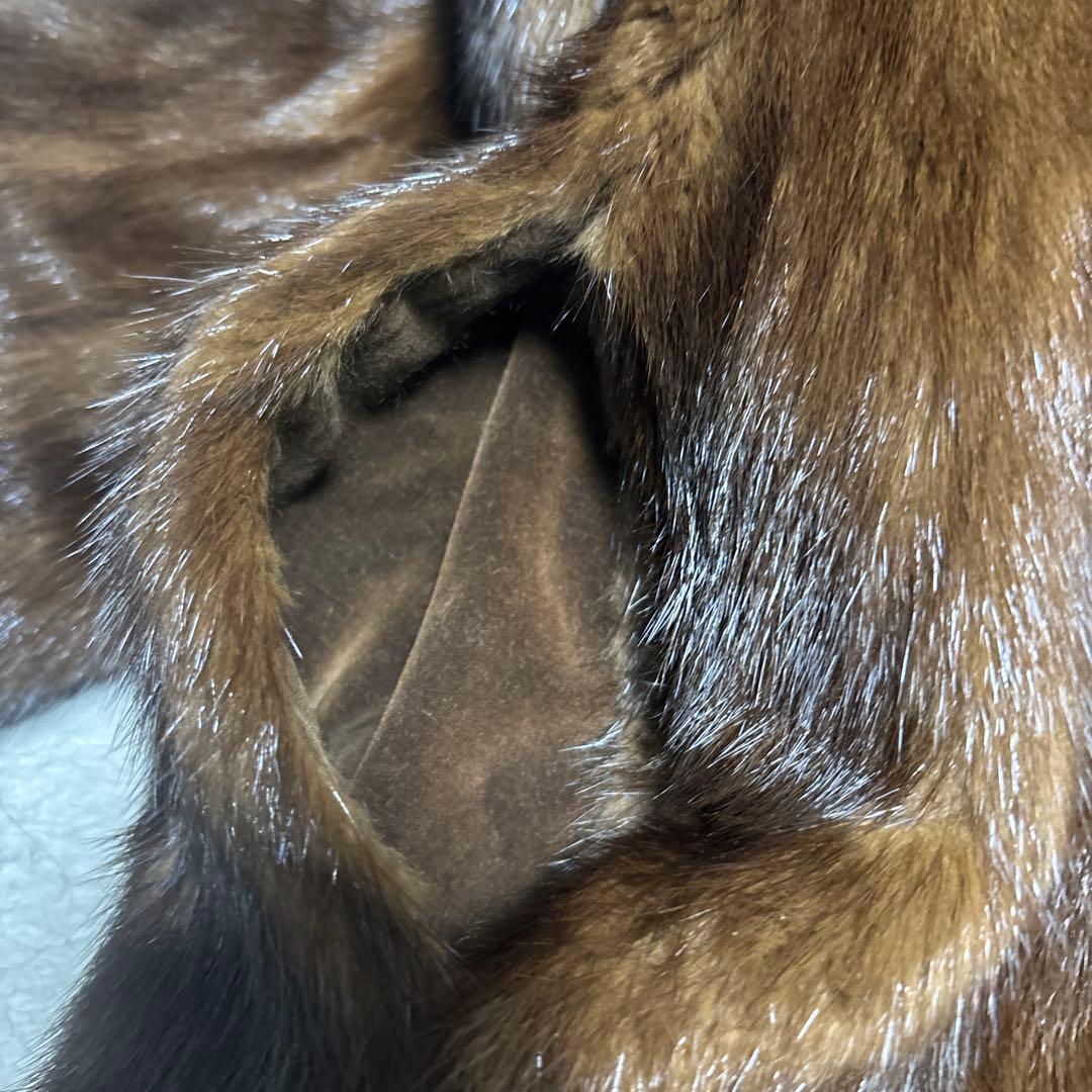 未使用タグ付　最高級　デミバフミンク　ブラウンミンク 襟付きファーコート　M相当