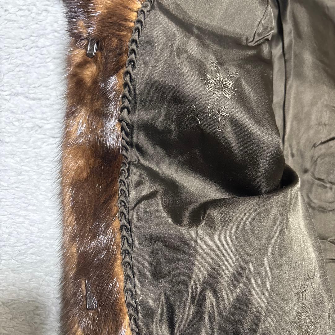 未使用タグ付　最高級　デミバフミンク　ブラウンミンク 襟付きファーコート　M相当