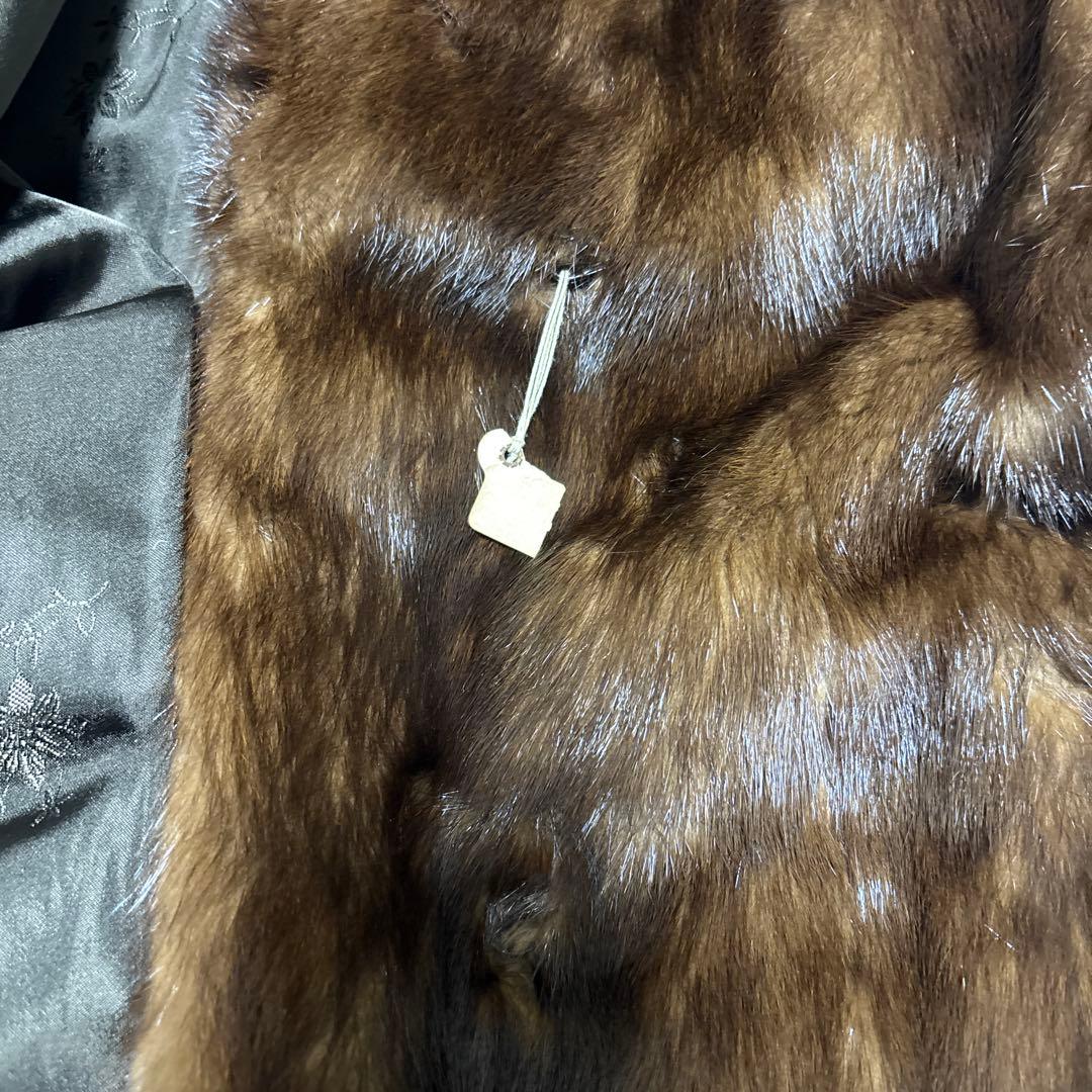 未使用タグ付　最高級　デミバフミンク　ブラウンミンク 襟付きファーコート　M相当