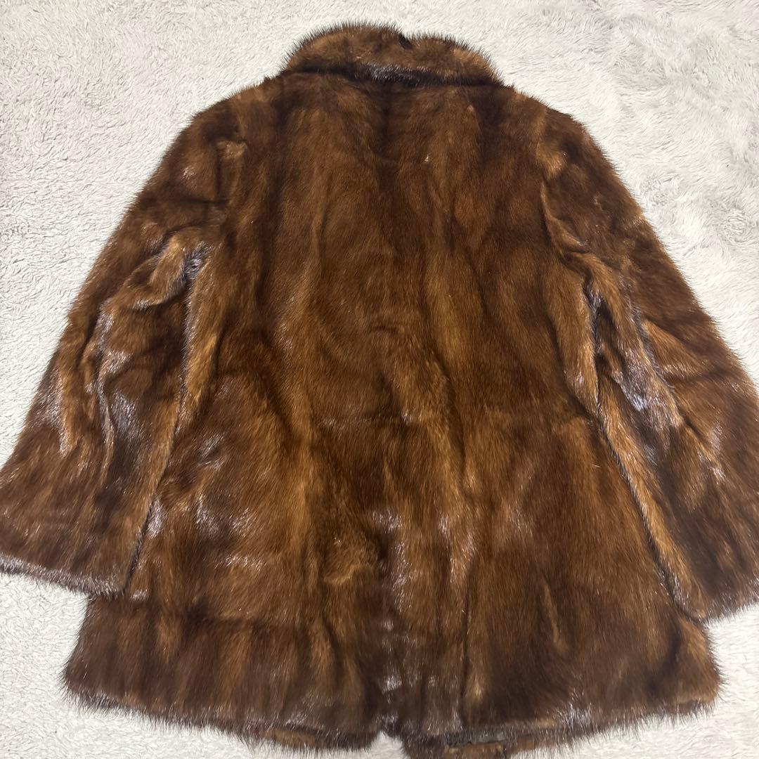 未使用タグ付　最高級　デミバフミンク　ブラウンミンク 襟付きファーコート　M相当