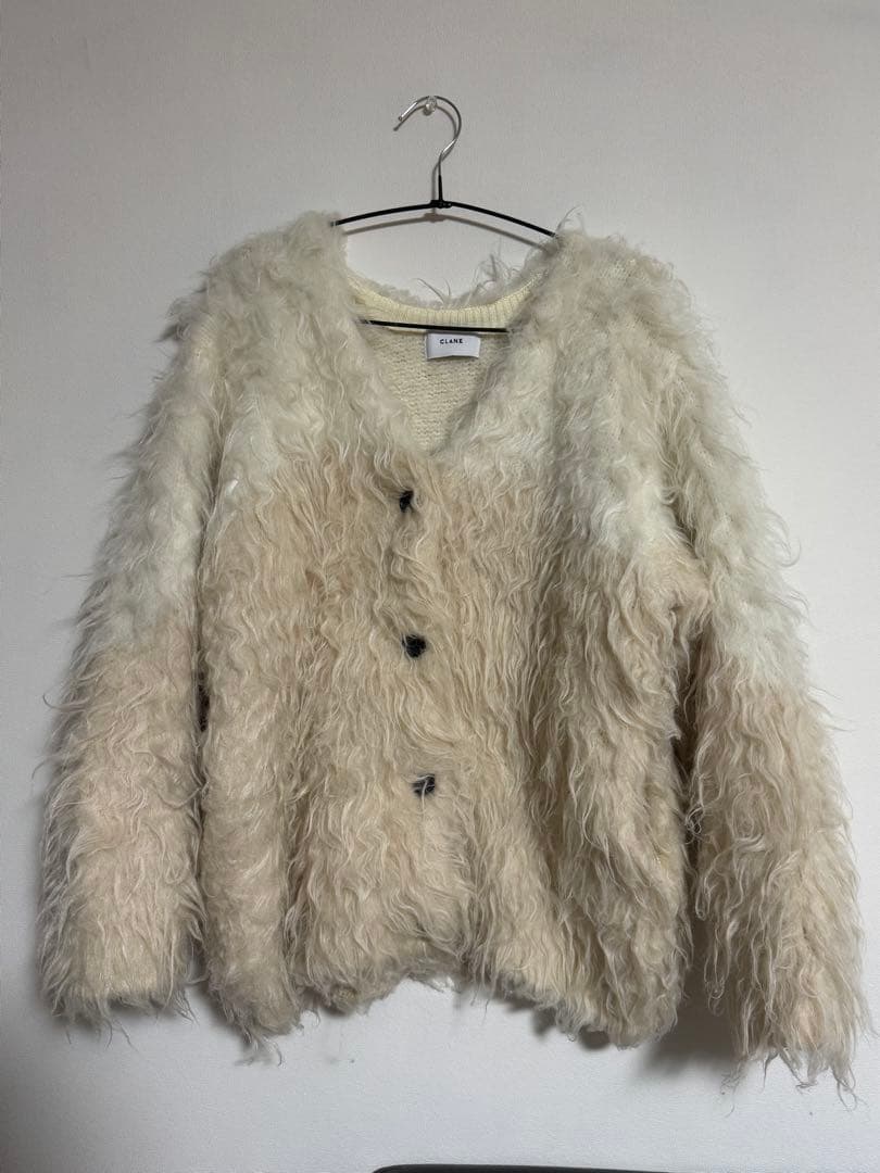 トップス CLANE BI COLOR SHAGGY KNIT CARDIGAN