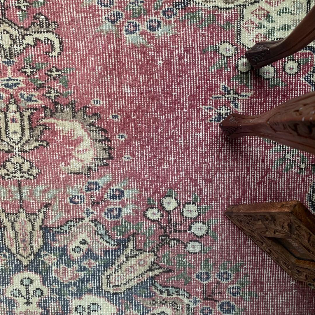 ペールピンク　トルコヴィンテージラグ　215×116 メダリオン