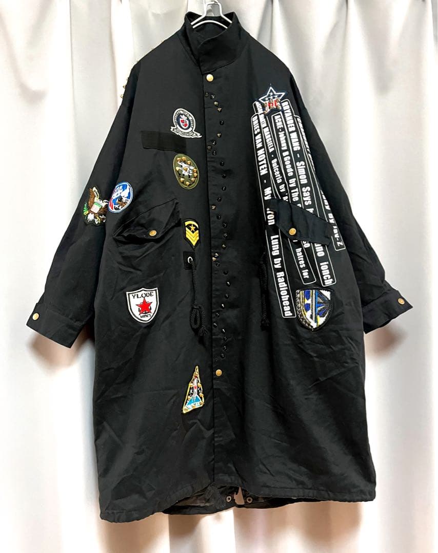 vintage ワッペンペイントスタッズモッズコート 大きいサイズ 個性的