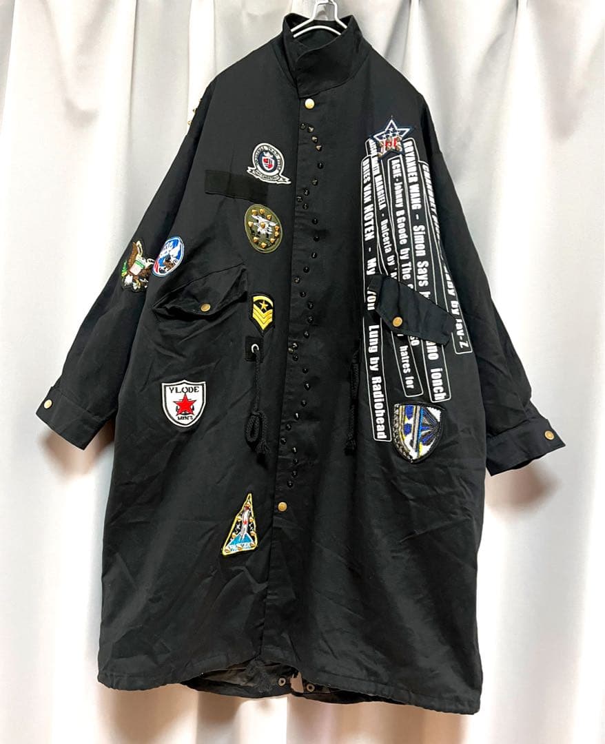 vintage ワッペンペイントスタッズモッズコート 大きいサイズ 個性的