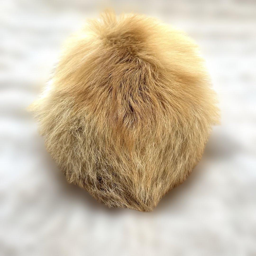 本*二様 【新品未使用】キタキツネの尻尾付き帽子 (リアルファー)