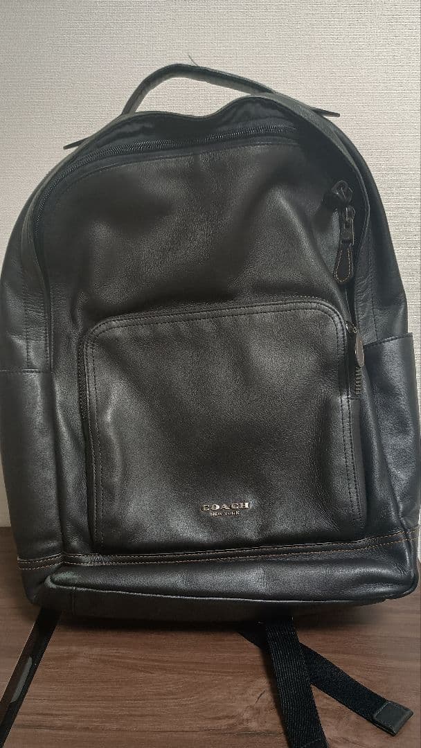 COACH コーチ メンズ 黒 レザー バックパック リュック ビジネス