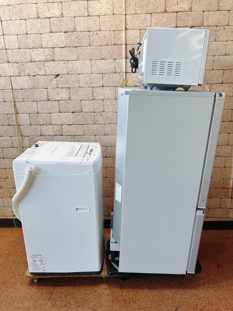 【moku】配送無料 国内メーカー家電3点セット 冷蔵庫 洗濯機 レンジ