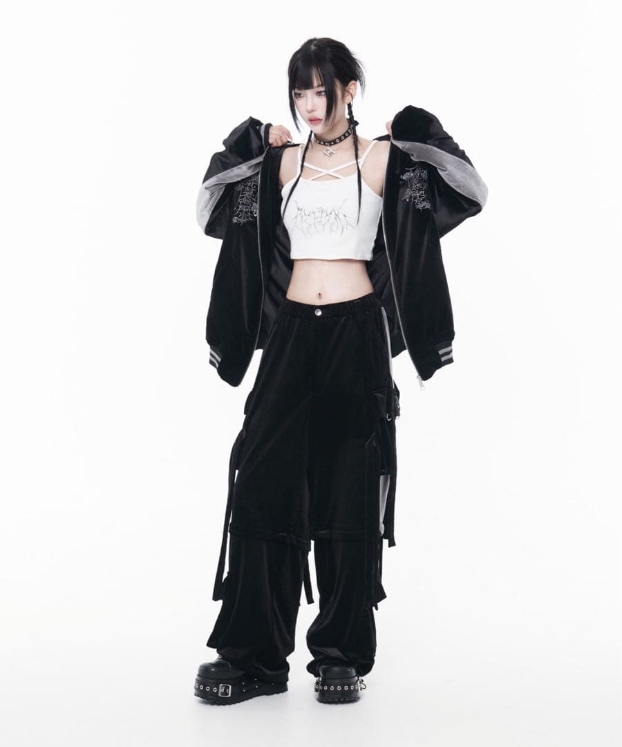 REFLEM レフレム ドラゴン 刺繍 ベロア スカジャン 黒 シルバー