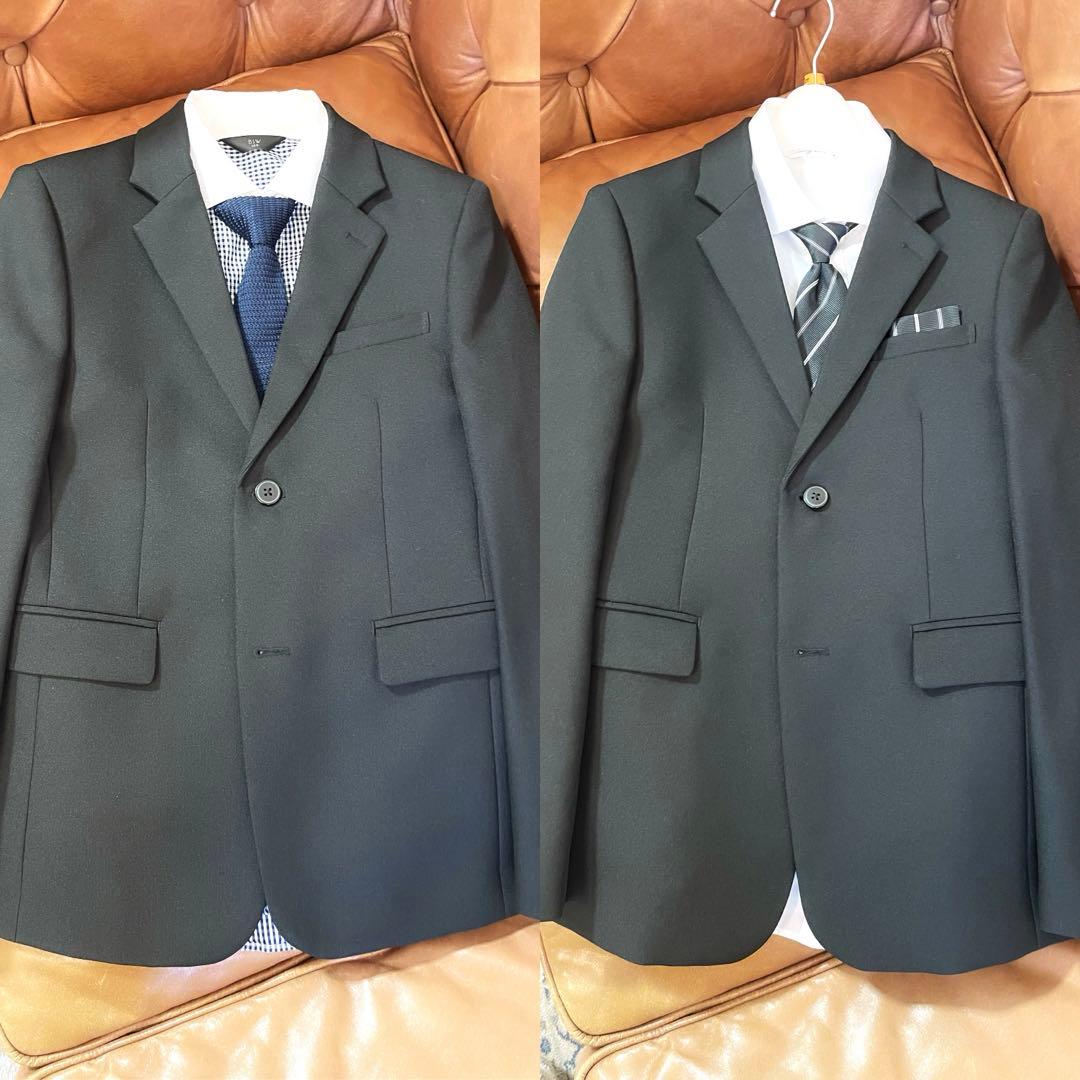 フォーマルスーツ７点セット 160cm 男の子 シャツ　ネクタイ 黒 卒業式