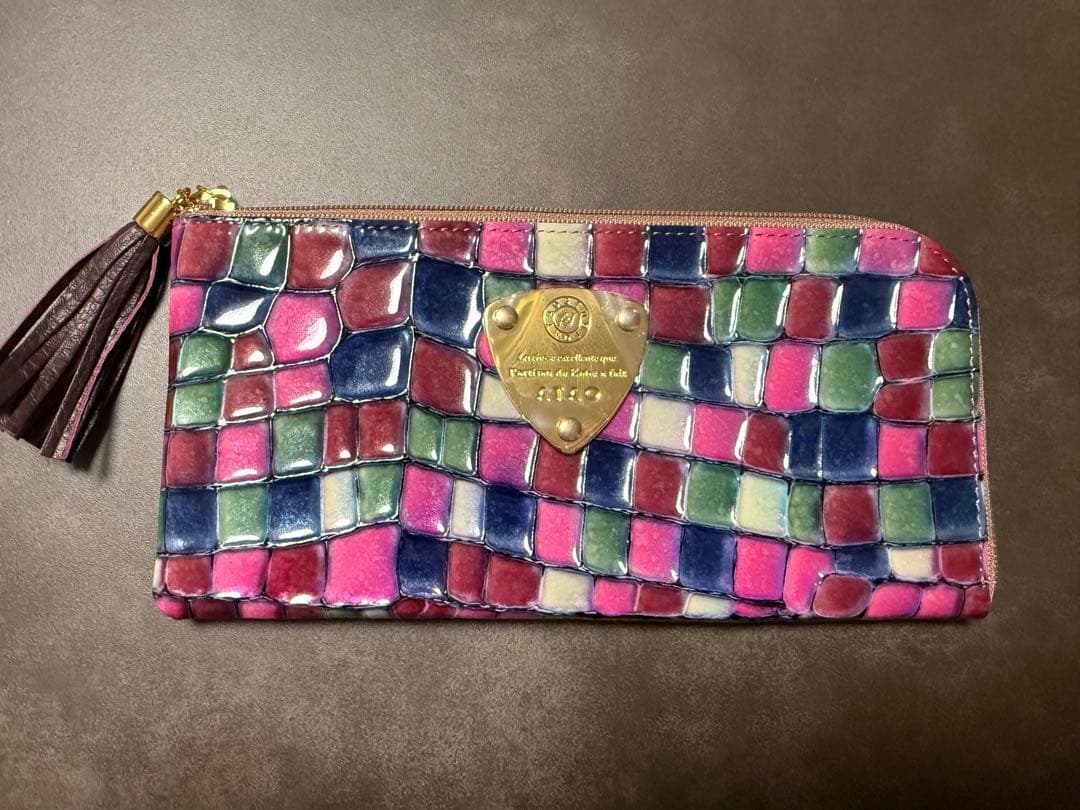 ATAO 長財布 マルチカラー タイル模様