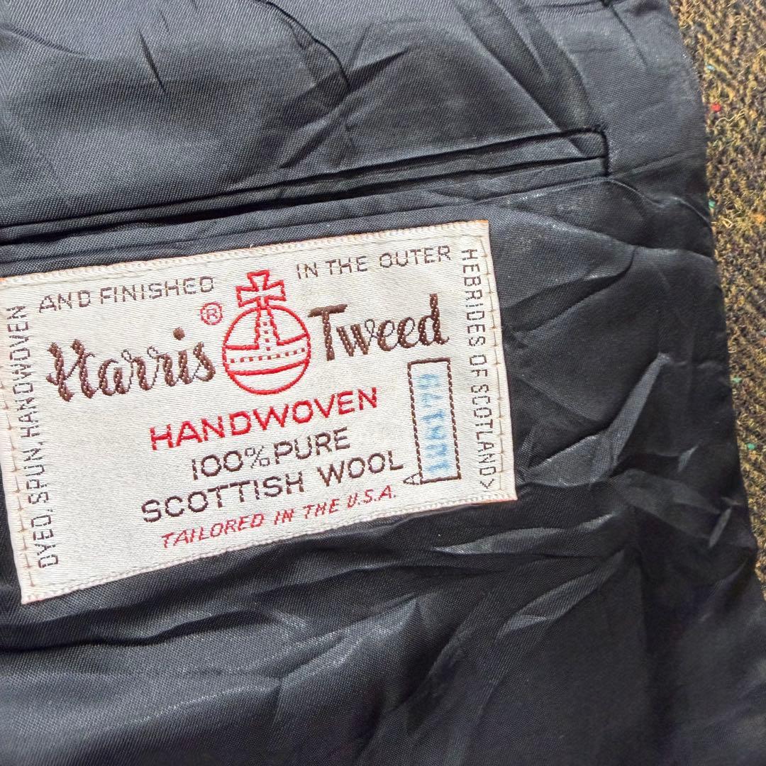 極美品 ハリスツイード ヴィンテージ ヘリンボーン ツイード 胡桃ボタン XL