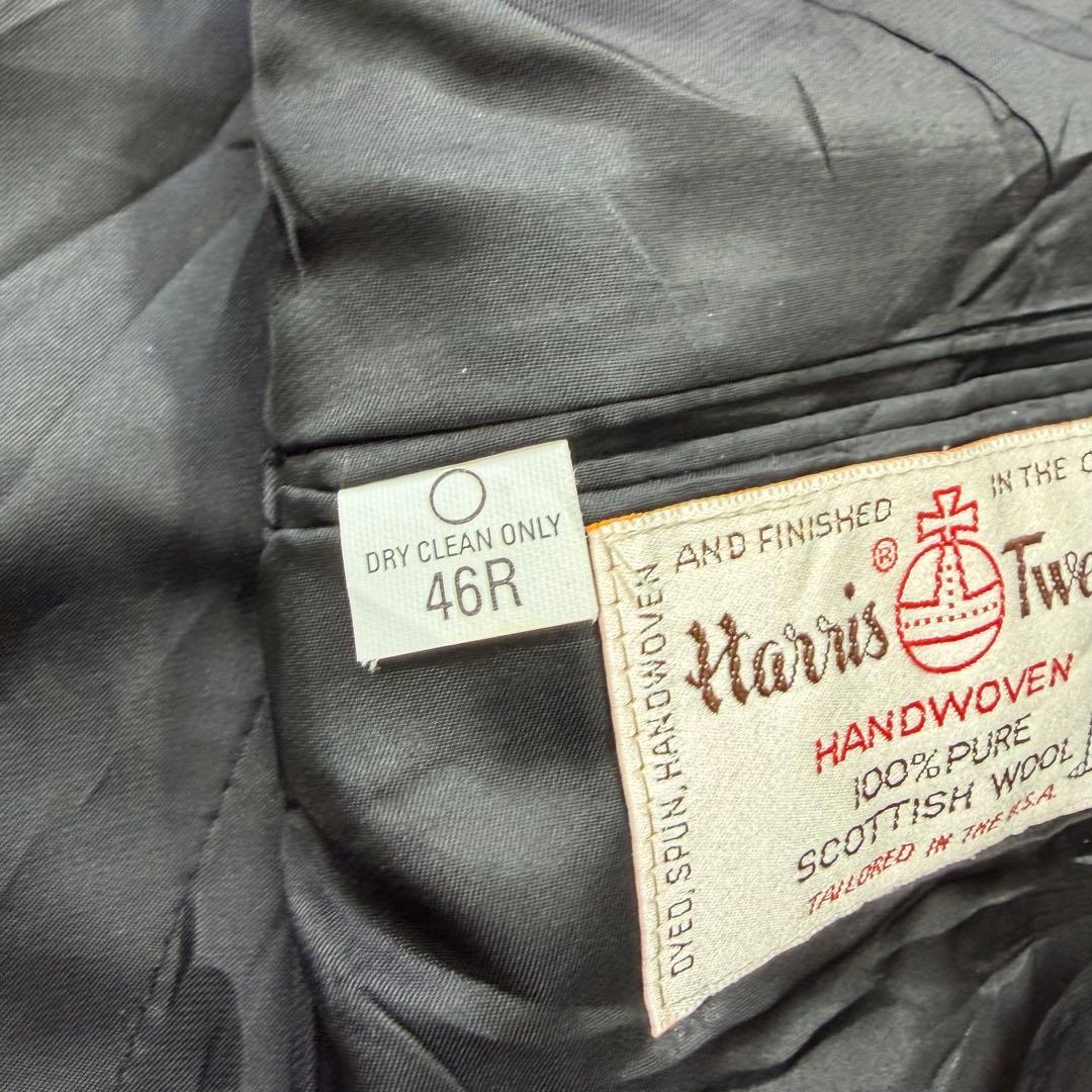 極美品 ハリスツイード ヴィンテージ ヘリンボーン ツイード 胡桃ボタン XL