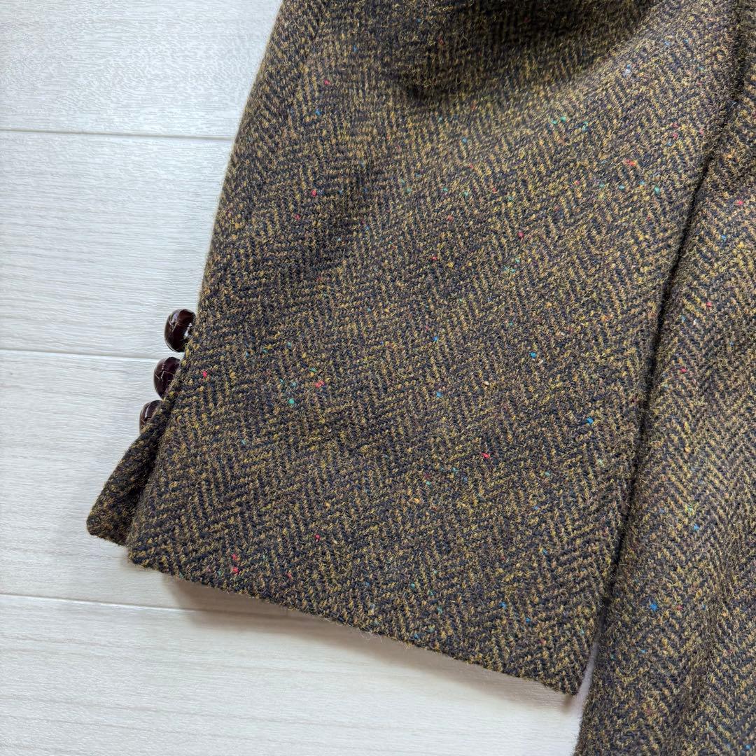 極美品 ハリスツイード ヴィンテージ ヘリンボーン ツイード 胡桃ボタン XL