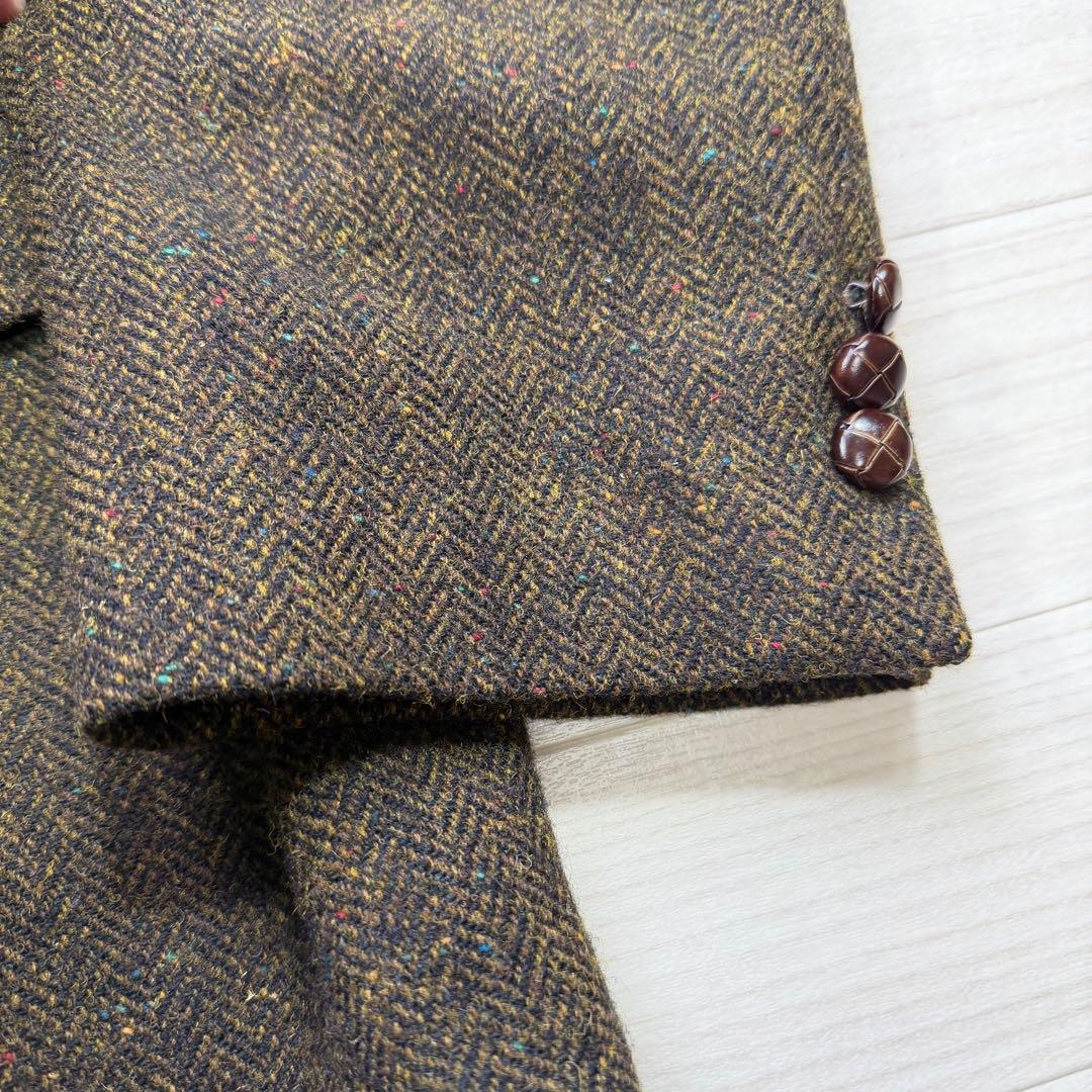 極美品 ハリスツイード ヴィンテージ ヘリンボーン ツイード 胡桃ボタン XL