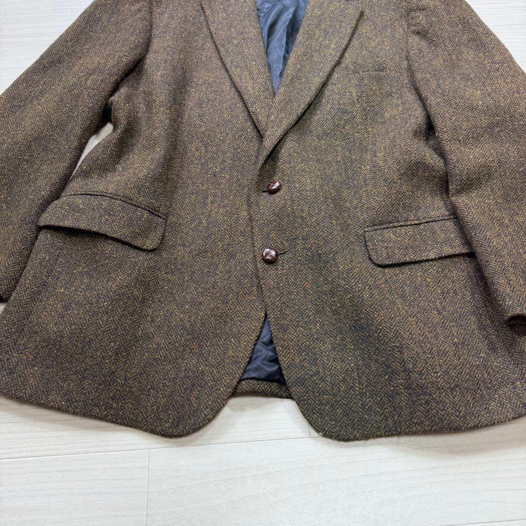 極美品 ハリスツイード ヴィンテージ ヘリンボーン ツイード 胡桃ボタン XL