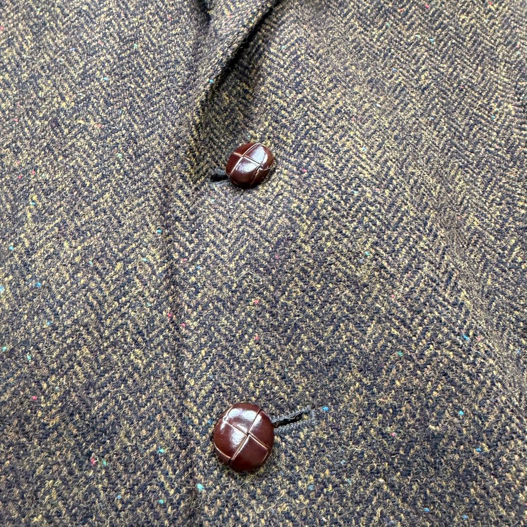 極美品 ハリスツイード ヴィンテージ ヘリンボーン ツイード 胡桃ボタン XL