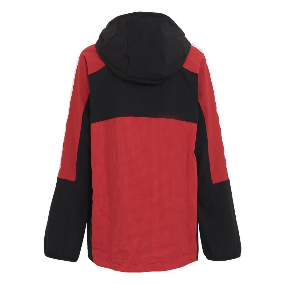 adidas ウィンドブレーカー　上着　裏起毛　通学　黒　赤　160cm 新品