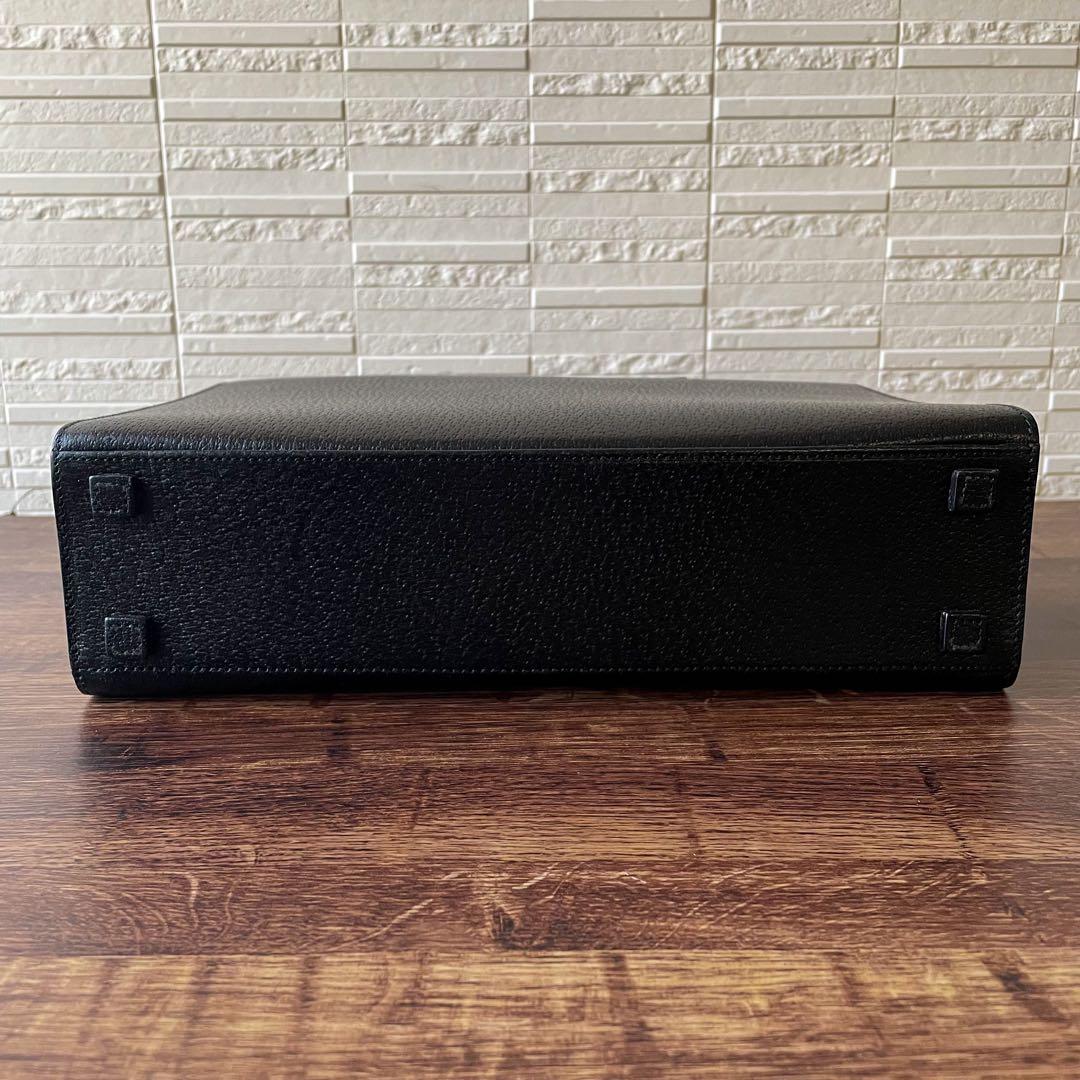 美品 グッチ バンブー レザー ハンド バッグ ビジネス シルバー 金具 黒