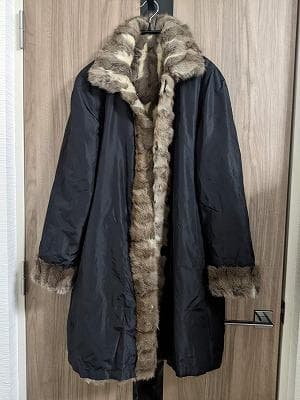 271　ロシアリス　毛皮　リバーシブル　シルク　コート　ライナー　リアルファー