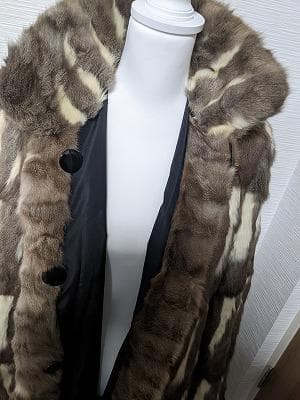 271　ロシアリス　毛皮　リバーシブル　シルク　コート　ライナー　リアルファー