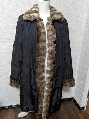 271　ロシアリス　毛皮　リバーシブル　シルク　コート　ライナー　リアルファー