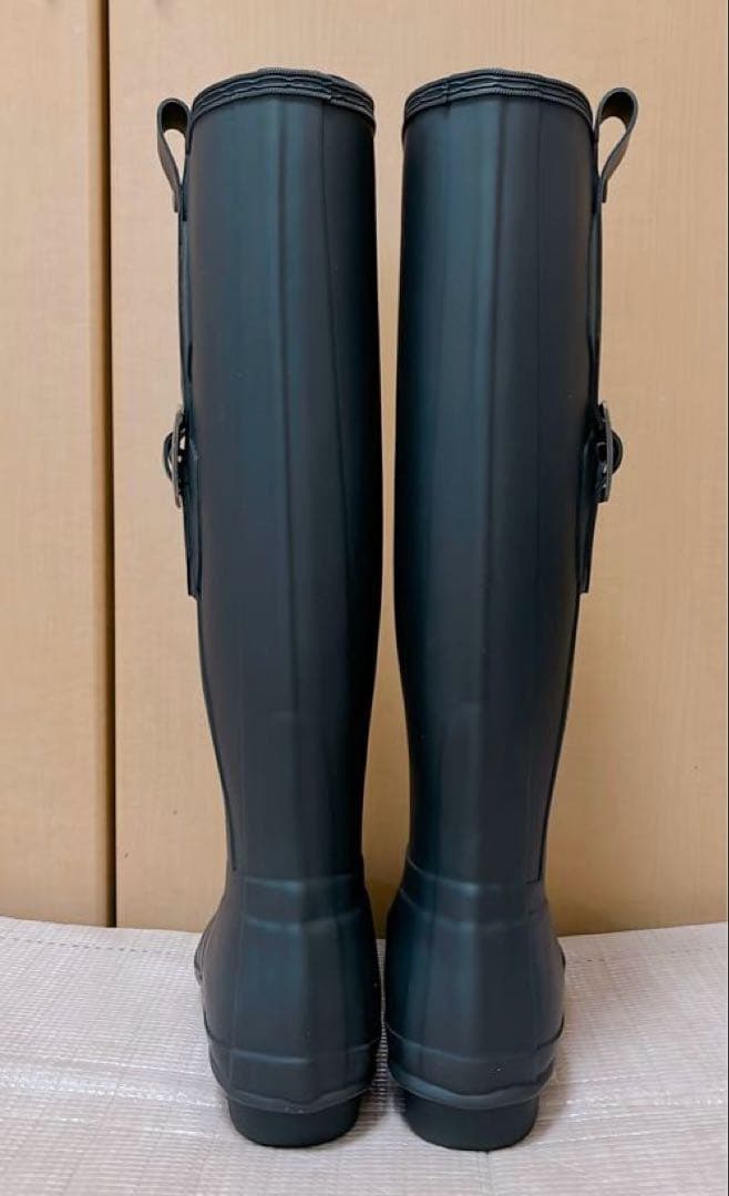 HUNTER ハンター ブラック ロングブーツ レインブーツ バックル付き 39
