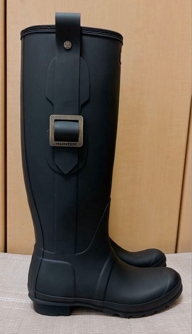 HUNTER ハンター ブラック ロングブーツ レインブーツ バックル付き 39