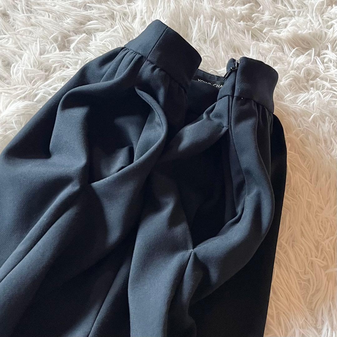 美品✨ ヨーコチャン ハイウエストギャザーパンツ ネイビー サイズ38 定番