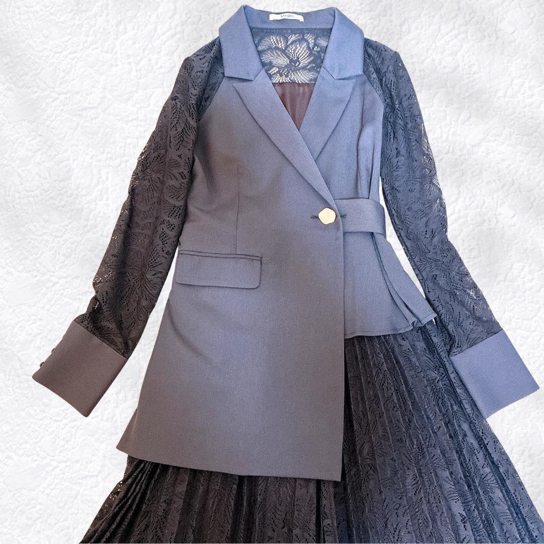 SNIDEL☆二次会 スイッチングレースドレス グレーS〜M相当 オケージョン