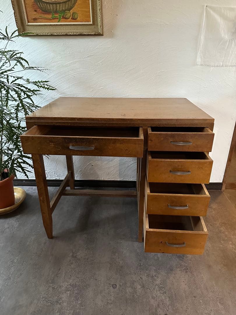 片袖机　古家具　昭和レトロ　木製デスク 文机　作業台