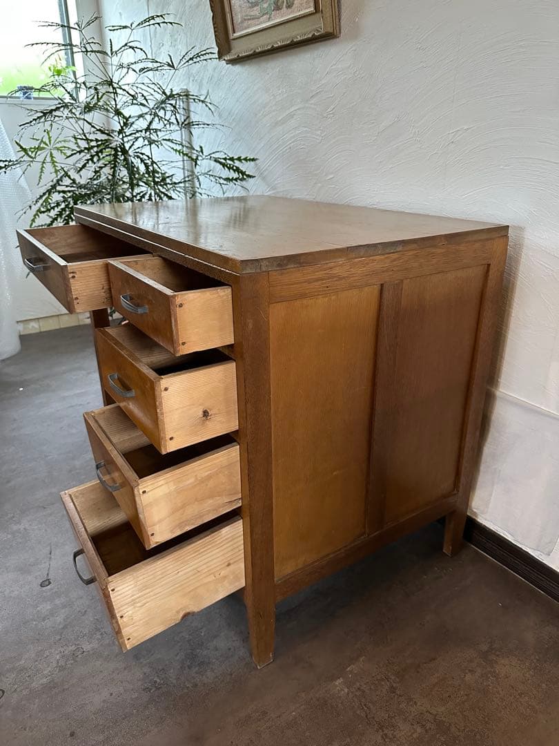 片袖机　古家具　昭和レトロ　木製デスク 文机　作業台