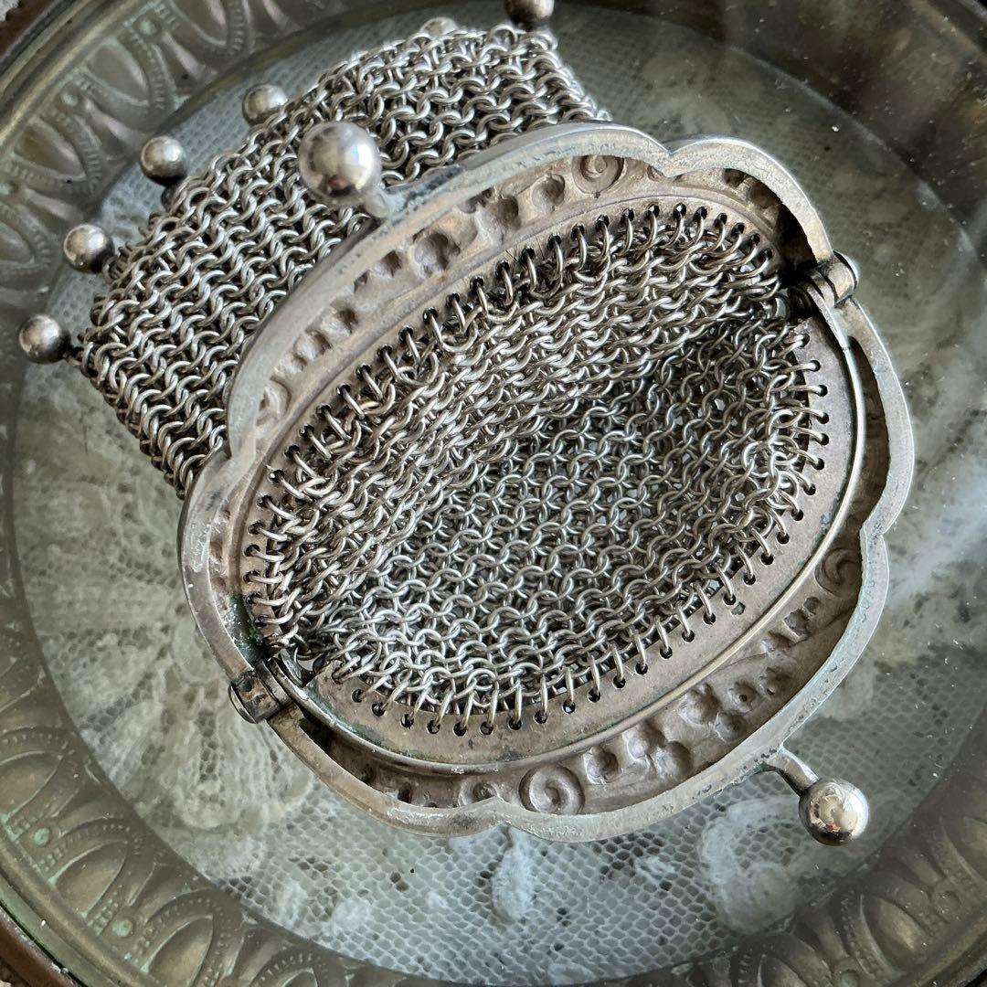 フランスアンティーク　すずらん　シルバー　純銀　パース　シャトレーン