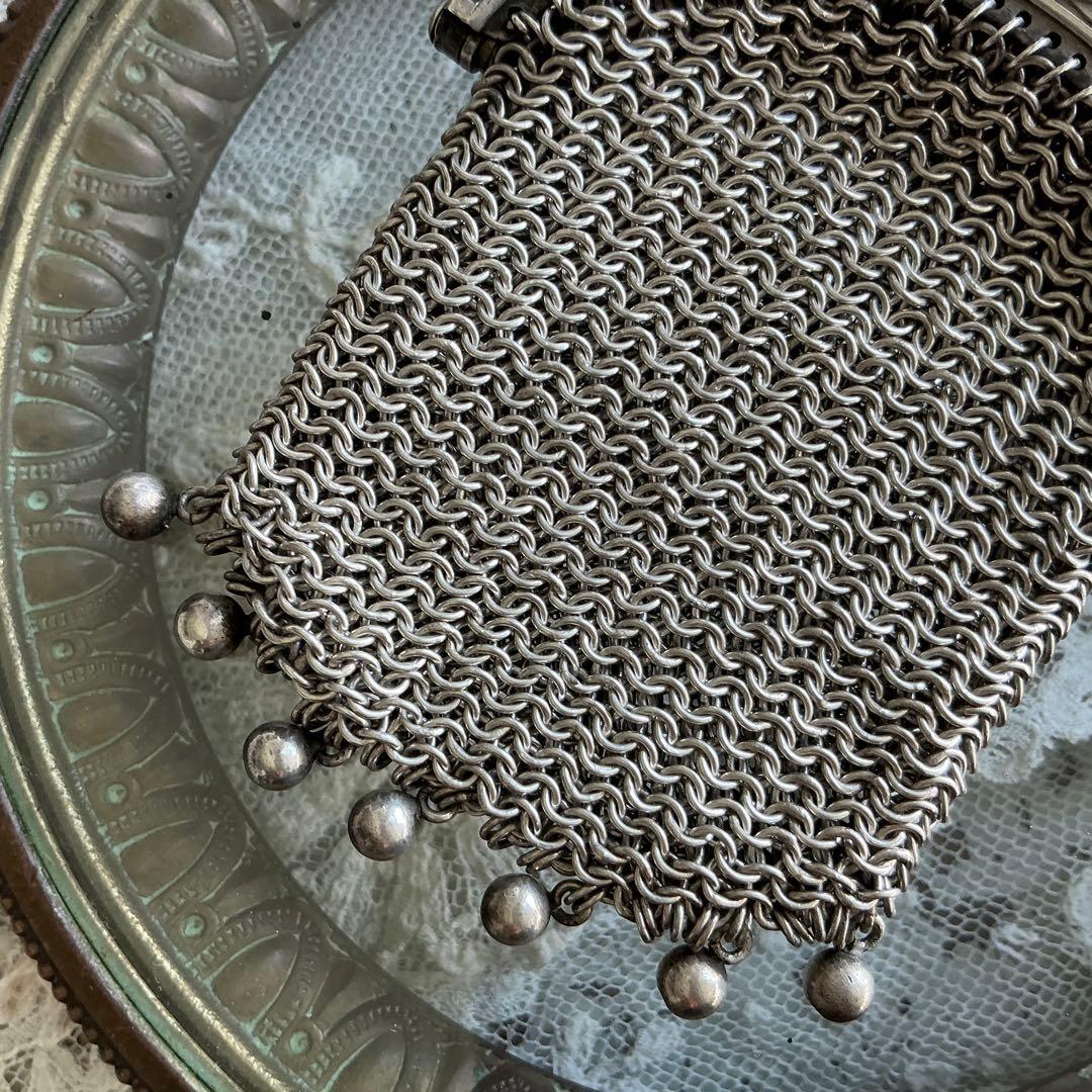 フランスアンティーク　すずらん　シルバー　純銀　パース　シャトレーン