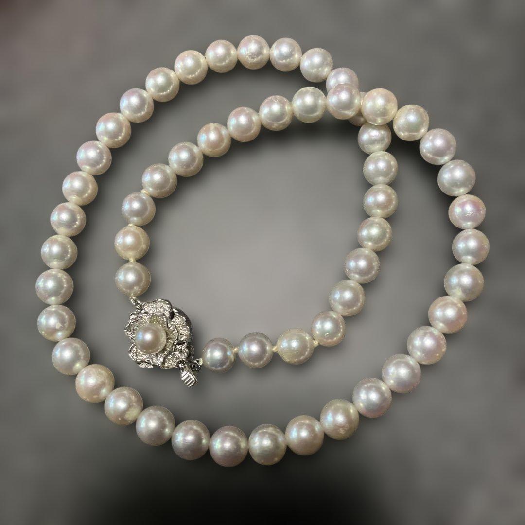 美品 真珠 silver 本真珠 ネックレス パール 7mm