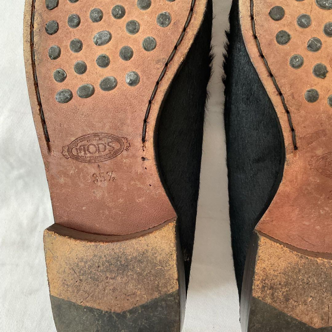 トッズ ローファー ドライビングシューズ ブラック ハラコ 35 1/2