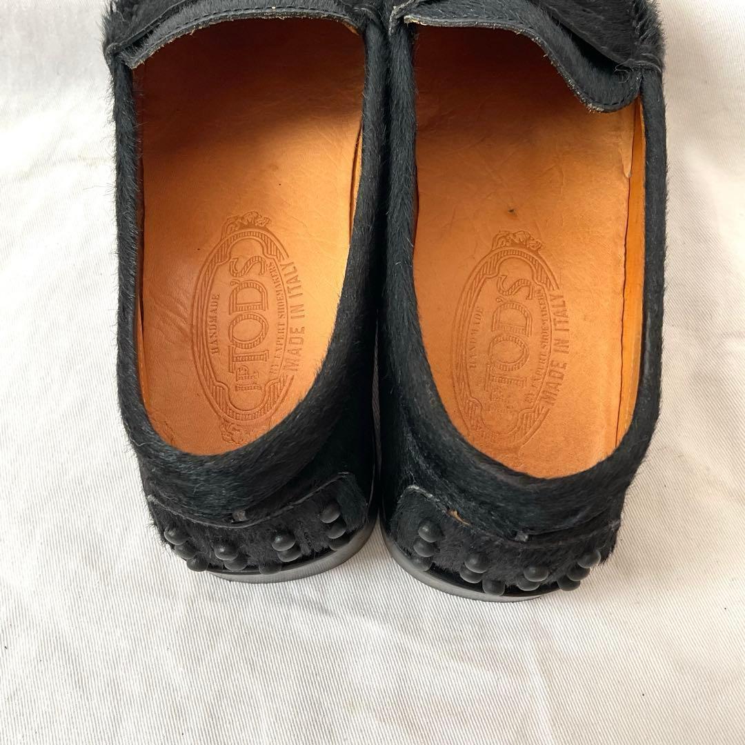 トッズ ローファー ドライビングシューズ ブラック ハラコ 35 1/2