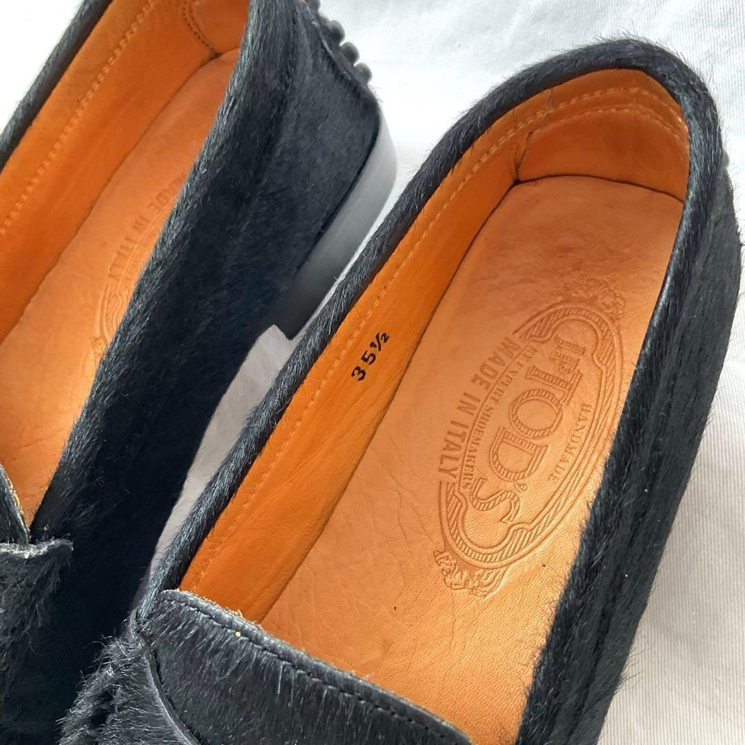 トッズ ローファー ドライビングシューズ ブラック ハラコ 35 1/2