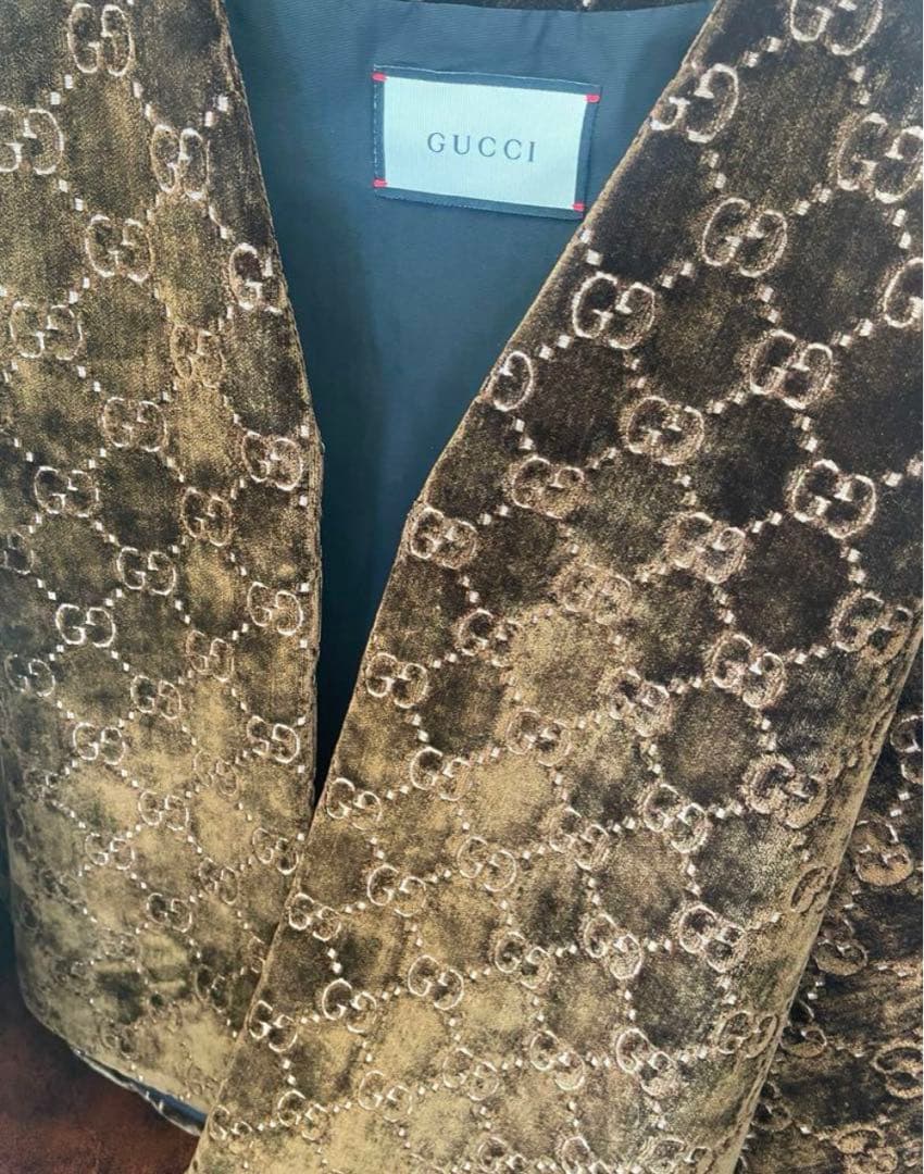 GUCCI ブラウン ベルベット ケープ 正規品 未使用 自宅保管品